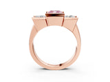 Rose gold Three Stone Fancy Pink Cushion Cut Cut Channel Set Diamond Ring_3