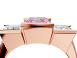 Rose gold Three Stone Fancy Pink Cushion Cut Cut Channel Set Diamond Ring_4