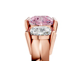 Rose gold Three Stone Fancy Pink Cushion Cut Cut Channel Set Diamond Ring_5