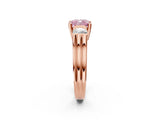 Rose gold Three-Stone Fancy Pink Cushion Cut Cut Classic Band Prong Setting Ring_2