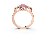 Rose gold Three-Stone Fancy Pink Cushion Cut Cut Classic Band Prong Setting Ring_3