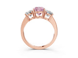 Rose gold Three-Stone Fancy Pink Cushion Cut Cut Diamond Engagement Ring with Flat Band and Four-Prong Setting_15