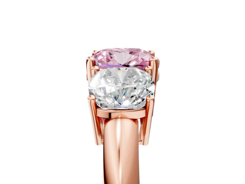 Rose gold Three-Stone Fancy Pink Cushion Cut Cut Diamond Engagement Ring with Prong Setting on a White Gold Band_29