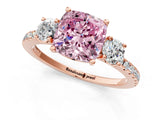 Rose gold Three-Stone Fancy Pink Cushion Cut Cut Diamond Pavé Band with Prong Setting_16