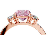 Rose gold Three-Stone Fancy Pink Cushion Cut Cut Diamond Pavé Band with Prong Setting_19