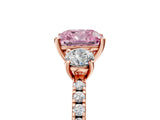 Rose gold Three-Stone Fancy Pink Cushion Cut Cut Diamond Pavé Band with Prong Setting_20