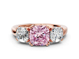 Rose gold Three-Stone Fancy Pink Cushion Cut Cut Diamond Ring with Channel Set Band and Four-Prong Setting_24