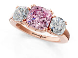 Rose gold Three-Stone Fancy Pink Cushion Cut Cut Diamond Ring with Channel Set Band and Four-Prong Setting_25