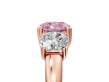 Rose gold Three-Stone Fancy Pink Cushion Cut Cut Diamond Ring with Channel Set Band and Four-Prong Setting_29