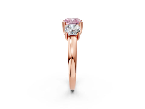 Rose gold Three-Stone Fancy Pink Cushion Cut Cut Diamond Ring with Channel Set Band and Four-Prong Setting_2