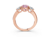 Rose gold Three-Stone Fancy Pink Cushion Cut Cut Diamond Ring with Channel Set Band and Four-Prong Setting_3