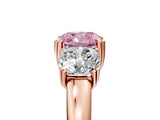Rose gold Three-Stone Fancy Pink Cushion Cut Cut Diamond Ring with Channel Set Band and Four-Prong Setting_5