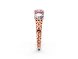 Rose gold Three-Stone Fancy Pink Cushion Cut Cut Diamond Ring with Channel-Set Band and Prong Setting_2