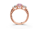Rose gold Three-Stone Fancy Pink Cushion Cut Cut Diamond Ring with Channel-Set Band and Prong Setting_3