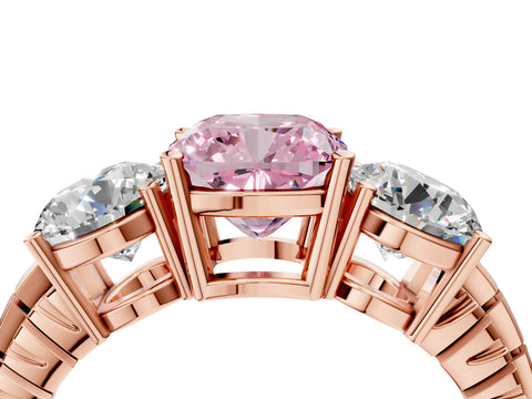 Rose gold Three-Stone Fancy Pink Cushion Cut Cut Diamond Ring with Channel-Set Band and Prong Setting_4