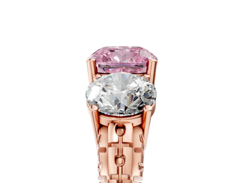 Rose gold Three-Stone Fancy Pink Cushion Cut Cut Diamond Ring with Channel-Set Band and Prong Setting_5