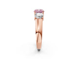 Rose gold Three-Stone Fancy Pink Cushion Cut Cut Diamond Ring with Prong Setting and Classic Band_2