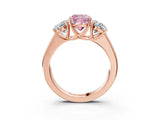 Rose gold Three-Stone Fancy Pink Cushion Cut Cut Diamond Ring with Prong Setting and Classic Band_3