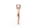 Rose gold Three-Stone Fancy Pink Cushion Cut Cut Diamond Ring with Trillion Side Stones and Four-Prong Setting_5