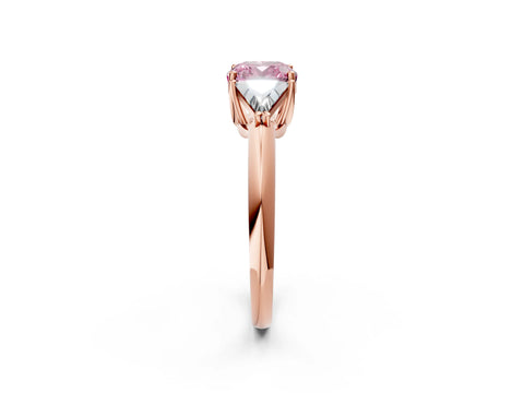 Rose gold Three-Stone Fancy Pink Cushion Cut Cut Diamond Ring with Trillion Side Stones and Four-Prong Setting_5