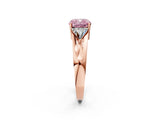 Rose gold Three-Stone Fancy Pink Cushion Cut Cut Diamond Ring with Trillion Side Stones on a Split Shank Band_2