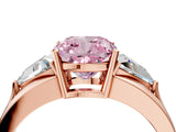 Rose gold Three-Stone Fancy Pink Cushion Cut Cut Diamond Ring with Trillion Side Stones on a Split Shank Band_4