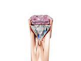 Rose gold Three-Stone Fancy Pink Cushion Cut Cut Diamond Ring with Trillion Side Stones on a Split Shank Band_5