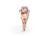 Rose gold Three-Stone Fancy Pink Cushion Cut Cut Diamond Split Shank Prong Set Ring_2