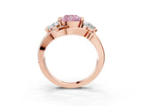 Rose gold Three-Stone Fancy Pink Cushion Cut Cut Diamond Split Shank Prong Set Ring_3