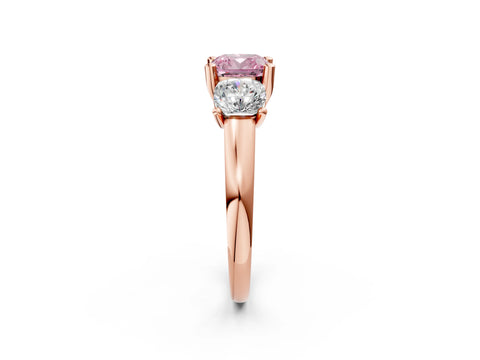Rose gold Three-Stone Fancy Pink Cushion Cut Cut Solitaire Ring with Classic Prong Setting_2
