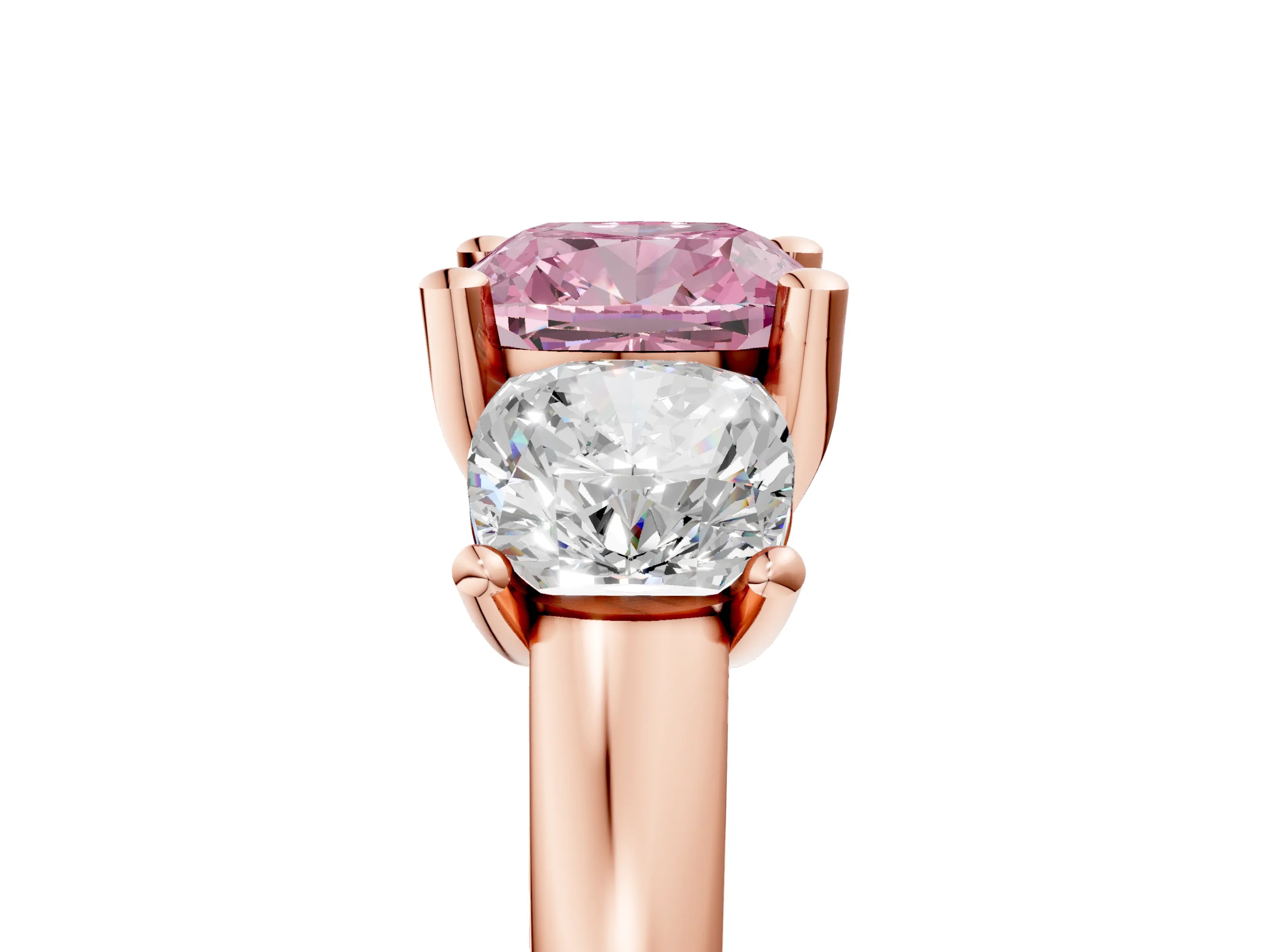 Rose gold Three-Stone Fancy Pink Cushion Cut Cut Solitaire Ring with Classic Prong Setting_5