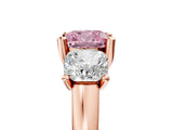 Rose gold Three-Stone Fancy Pink Cushion Cut Cut Solitaire Ring with Classic Prong Setting_5