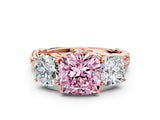 Rose gold Three-Stone Fancy Pink Cushion Cut Diamond Braided Band Ring with Four-Prong Setting_40