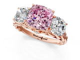 Rose gold Three-Stone Fancy Pink Cushion Cut Diamond Braided Band Ring with Four-Prong Setting_41