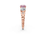 Rose gold Three-Stone Fancy Pink Cushion Cut Diamond Braided Band Ring with Four-Prong Setting_42