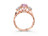 Rose gold Three-Stone Fancy Pink Cushion Cut Diamond Braided Band Ring with Four-Prong Setting_43