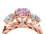 Rose gold Three-Stone Fancy Pink Cushion Cut Diamond Braided Band Ring with Four-Prong Setting_44
