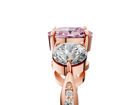 Rose gold Three-Stone Fancy Pink Cushion Cut Diamond Channel Set Engagement Ring with Prong Setting_17