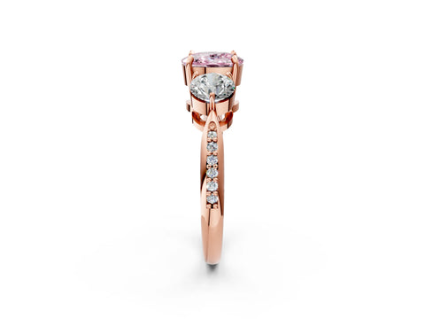 Rose gold Three-Stone Fancy Pink Cushion Cut Diamond Channel Set Engagement Ring with Prong Setting_2