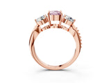 Rose gold Three-Stone Fancy Pink Cushion Cut Diamond Channel Set Engagement Ring with Prong Setting_3