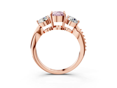 Rose gold Three-Stone Fancy Pink Cushion Cut Diamond Channel Set Engagement Ring with Prong Setting_3