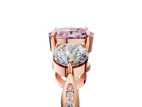 Rose gold Three-Stone Fancy Pink Cushion Cut Diamond Channel Set Engagement Ring with Prong Setting_5