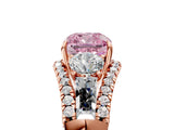 Rose gold Three-Stone Fancy Pink Cushion Cut Diamond Engagement Ring with Pave Band and Prong Setting_17