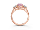 Rose gold Three-Stone Fancy Pink Cushion Cut Diamond Engagement Ring with Prong Setting_6
