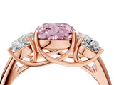 Rose gold Three-Stone Fancy Pink Cushion Cut Diamond Engagement Ring with Prong Setting_7