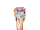 Rose gold Three-Stone Fancy Pink Cushion Cut Diamond Engagement Ring with Prong Setting_8