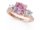 Rose gold Three-Stone Fancy Pink Cushion  Cut Diamond Pavé Band with Four-Prong Setting_29
