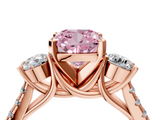 Rose gold Three-Stone Fancy Pink Cushion  Cut Diamond Pavé Band with Four-Prong Setting_32