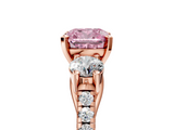 Rose gold Three-Stone Fancy Pink Cushion  Cut Diamond Pavé Band with Four-Prong Setting_33