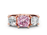 Rose gold Three-Stone Fancy Pink Cushion  Cut Diamond Ring with Channel-Set Band and Four-Prong Setting_51